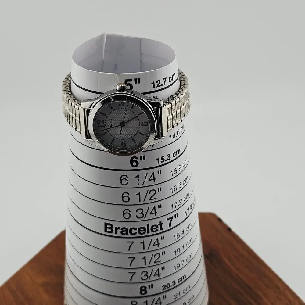 Timex Silver Tone Analog Watch Stretch Band Simple Basic Casual Everyday